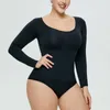 Body modellante da donna senza cuciture, body modellante completo a maniche lunghe, compressione modellante