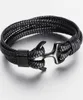 Bracelet d'ancre noir punk tendance, chaîne de corde en cuir faite à la main pour hommes 039s, crochet de sport en métal, bijoux cadeaux 1385517