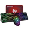 Tastaturen RGB-Tastatur mit Hintergrundbeleuchtung, 2400 DPI, optische Maus, 3-in-1-kabelgebundene Tastatur, Maus-Headset, Mauspad-Kombination, mechanisches Spielset J240117