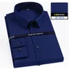 Stretch Anti-Wrinkle Men's Shirts Long Sleeve Dress Shirts For Men Slim Fit Social Business Blus White Shirt S-7XL 240117