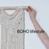 Macrame Handwoven Bohemian Cotton Rope Boho Tapestry Home Decor Creamy-White Wall Hanging Decoration Art Tapestry 240117