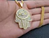 NEU BLING Trendy Gold Hamsa Hand der Fatima -Anhänger Halskette für Frauen Männer Mode türkischer Schmuck Tropfen Whole6559057