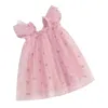 Vestidos de menina bebê vestido de princesa sem mangas laço laço vestido de verão 3d borboleta flor plissado tule tutu linha a fada