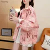 Kvinnors läder faux läder kvinnor kläder rosa denim jacka koreansk modegatan trend lösa lapel enkelbröst långärmad y2k topps rock kvinnor yq240116