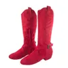 Botas de dança de camurça para folk menina ocidental elegante mulher tornozelo latino vermelho linha de dança feminina botas de dança alta 240116