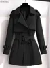 Costumes pour femmes Blazers Trench-Coat noir pour femmes, nouvelle mode Style coréen vêtements Vintage femme manteau élégant femmes vestes surdimensionnées Women CoatL240118