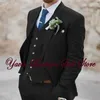 Costumes pour hommes 3 pièces coupe ajustée revers cranté un boutonnage deux boutons Blazer gilet pantalon ensemble fête de mariage