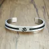 Enemal Cuff Bangle Men Om Ohm Aum Hindu Bangle 14K White Gold Bracelet For Mens Jewelry