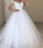 Vestidos de casamento branco marfim vestidos de noiva formal o-pescoço sem mangas destacável trem tule applique frisado zíper personalizado rendas até plus size novo