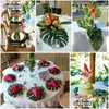 Dekoracyjne kwiaty wieńce 12pcs 35x29cm Sztuczne tropikalne liście palmowe na Hawaje Luau Party Decorations Tabil Tabil