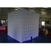 2.4x2.4x2.4mh (8x8x8ft) Üfle ile toptan beyaz şişme küp fotoğraf standı Portable Photobooth çadır, parti düğün etkinliği için LED aydınlatma ile