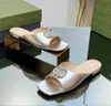 Verão de luxo feminino conjunto de cristal duplo-g slide apartamentos sandálias femininas sapatos de couro patente desconto calçado espumante ferragem senhora conforto andando eu35-42