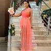 Waterlemon Bridesmaid Dresses Mermaid One Shoulder High Split Tulle Maid of Honor Elastic Satin Bride Gowns for African Black Women Girls Marriage BR082