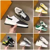 Designer casual skor män abloh sneakers virgil 1s 1 kalv läder sneakers fashionabla kvinnor vit grön röd bokstäver tjock sula snör upp låg topp sneakers