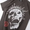 Herren T-Shirts Gothic Nail Skull Print Kurzarm doppelseitiges Muster Hochwertiges T-Shirt für Männer und Frauen Shirt Casual Top T Shirtyolq