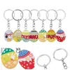 Keychains 7 st påskägg Keychain Ornament Keyring Bag hänger ryggsäck hänge rostfritt stål barn