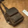 Hoge kwaliteit merk Handgemaakte koeienhuid borst heren lederen crossbody trendy tas gekke tassen paard enkele schouder motorfiets trend 10A +