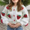 Kvinnors stickor 2024 Autumn and Winter Fashion Design Single-Breasted Knitted tröja Cardigan Strawberry Långärmad kvinnor