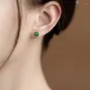 Boucles d'oreilles hypoallergéniques en perles de jade émeraude naturelle, argent S925, résistant aux allergies, mode haut de gamme, bijoux exquis pour femmes