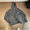 Printemps rétro vêtements de travail outillage à capuche Denim vestes mode casual lâche haute rue sweats à capuche veste hommes haut vêtements masculins 240117