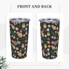 Tuimelaars Kawaii Capibara Bloemen Geïsoleerde Tumbler Met Rietjes En Deksel Dierenliefhebber Roestvrij Staal Thermische Beker 20 Oz Kantoor Thuis Mokken