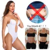 Body moldeador para mujer con cuello en V profundo moldeador de cuerpo sujetador acolchado sin espalda U Tanga moldeador cintura entrenador Push Up ropa interior de fiesta 240117