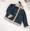 Nieuwe kinderjas designer denim jongens meisjes revers jas Maat 110-160 winter babykleertjes Dik en warm kind Bovenkleding Jan20