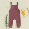 Trousers BeQeuewll Baby Boys Girls Rompers Jumpsuit Sleeveless Halter Solid Color Toddler Waffle Overalls Infant Clothes