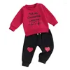 Ensembles de vêtements Né Bébé Garçon Saint Valentin Tenue Crewneck Sweat Jogger Pantalon Ensemble Printemps Survêtement Survêtement Vêtements