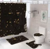 Luxurious Print Trend Shower Curtains Sets Hipster High-grade Four-piece Suit Bathroom Anti-peeping Non-slip Deodorant Bath toilet Mats Matching