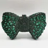 Green Rhinestone Bow Clutches Luxury Purple Diamond Wedding Purse est Crystal Dinner Handbags Designer Party Minaudere Bags 240117