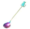Ice Cream Spoon 304 Stainless Steel Coffee Stirring Scoop Cute Cat Fish Decor Long Handle Scoops Water Drop Shape Creative New 524Q