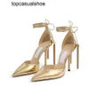 JC Jimmynessity Choo Women Designer Sandales Pumps Fashion Gold en cuir noir