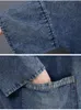 Женские куртки 2023, весна-осень, винтажная джинсовая куртка с v-образным вырезом и карманами, свободные тренчи больших размеров, топ, синий джинсовый женский 240117