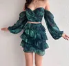 Work Dresses 2 Piece Sets Womens Outifits Summer 2024 Sexy Party Sweet Bra Off Shoulder Top & Ruffled Half Dress Fashion Skirts Set