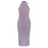 Casual Dresses Sexy Summer Women Pleated Unique Design Sleeveless Tight Fashion Bodycon Birthday Party Celebrity 2024