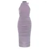 Casual Dresses Sexy Summer Women Pleated Unique Design Sleeveless Tight Fashion BodyCon Birthday Party Celebrity 2024