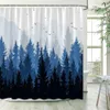 Douchegordijnen Misty Forestshower Curtainsun Mountain Pine Trees Abstract Art Autumn Badgordijn Polyester Badkamer Decor met