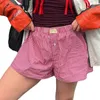Женские шорты 00-х годов Эстетические шорты для мальчиков Y2K Уличная одежда Женские полосатые клетчатые шорты с эластичной заниженной талией и пуговицами спереди для отдыха