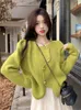 Swetry kobiet 2024 Autumn Francush Contrast Cardigan Woman Casual Street Nieregularna żeńska zielona fioletowa różowa beżowa kobiety