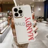 Casos de telefone celular 3D colorido caso de nome personalizado para iPhone 11 12 13 14 15 Pro Max XR XS MAX 7 8 Plus Luxo Coréia Couro Personalizado Capa J240118