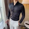 Men's Casual Shirts 2024 Boutique Fashion Solid Color Formal Wedding Dress Long-sleeved Club Banquet Party Social Male Shirt