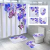 Rideaux de douche Rideau de douche à fleurs 3D feuilles de bain florales rideau de bain tapis de toilette imperméable tapis en Polyester pour salle de bain décorative