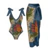2 Stuk Vrouwen Bikini Set Push Up Bloemen Gedrukt Ruche Bikini Strappy Bandage Badmode Braziliaanse Biquini Badpak 240117