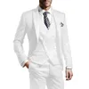 Beyaz Erkekler Düğün Takımları Damat Giyim Kapan Smokin İş Partisi Takım 3 Parça Jacketvestpantcostume Homme 240117
