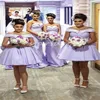 Elegante lavanda vestidos de dama de honra 2024 dois estilo fora dos ombros curto campo casamento convidado vestido de festa babados voltar dama de honra vestidos plus size feito sob encomenda