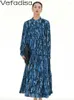 Casual Dresses Vefadisa 2024 Spring Summer Large Loose Blue Print Dress Personlig blommor Trendig tjej Fashion Wear Wear ZY3876