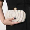 Beaded Pearl Evening Clutch Bag Women Rhinestone Wedding Bridal Dinner Party Purse Female Stylish Evening Bags Pearl Purse 240117