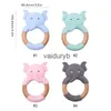 Tänder leksaker 1pc baby räv trä teether djur ring silikon gnagare bok träring baby napphänge hänge sjuksköterska tillbehör leksaker för kidvaiduryb