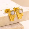 Stud Earrings Trend Natural Stone Astronaut For Women Hoop Earring Gold Color Star Stainless Steel Jewelry Birthday Gift 2024 In